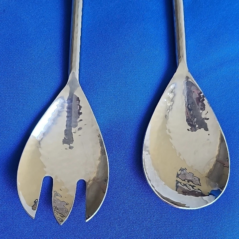 Vintage Silver and Brown Beaded Serving Utensils